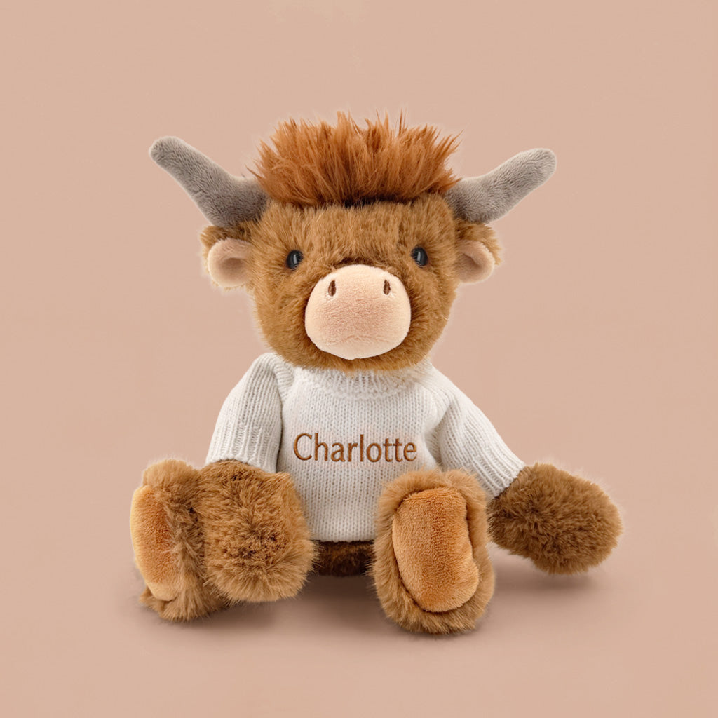 Personalised Hughie Highland Cow Soft Toy