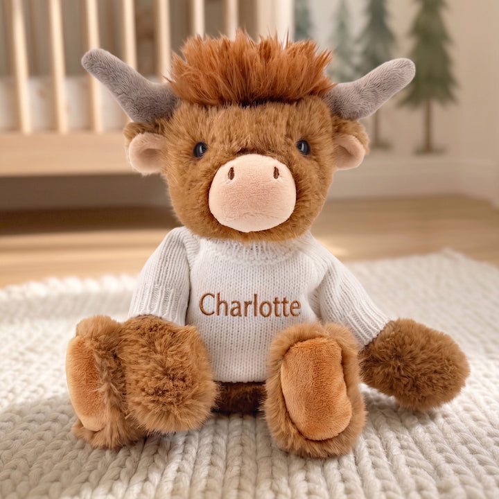 Personalised Hughie Highland Cow Soft Toy