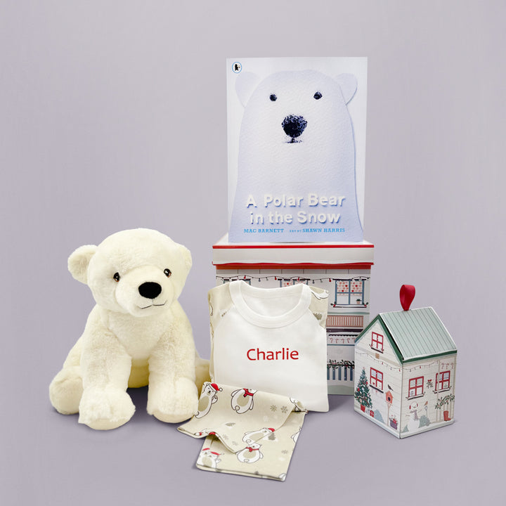 Polar Bear Soft Toy, Book and Personalised Baby Pyjamas 