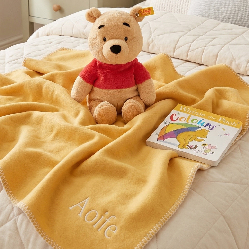 Steiff Winnie the Pooh with Personalised Fleece Blanket and Book Gift Set