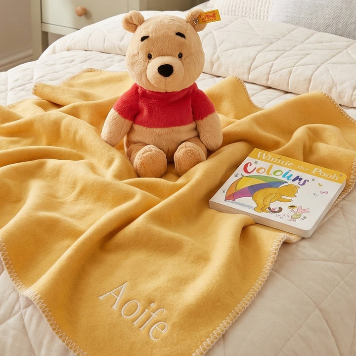 Steiff Winnie the Pooh with Personalised Fleece Blanket and Book Gift Set