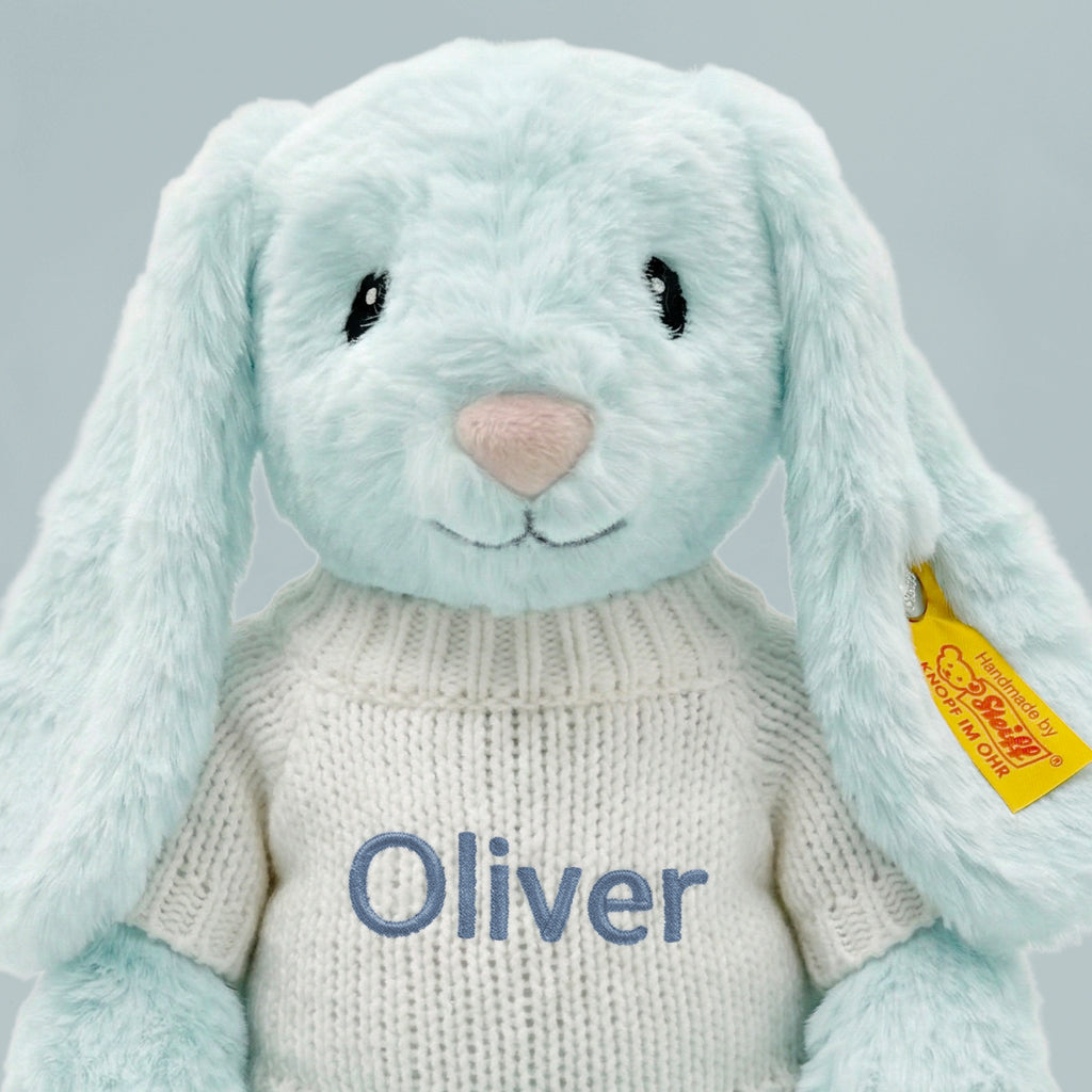Personalised My First Steiff Hoppie Rabbit, Blue