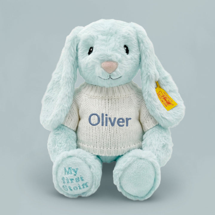 Personalised My First Steiff Hoppie Rabbit, Blue