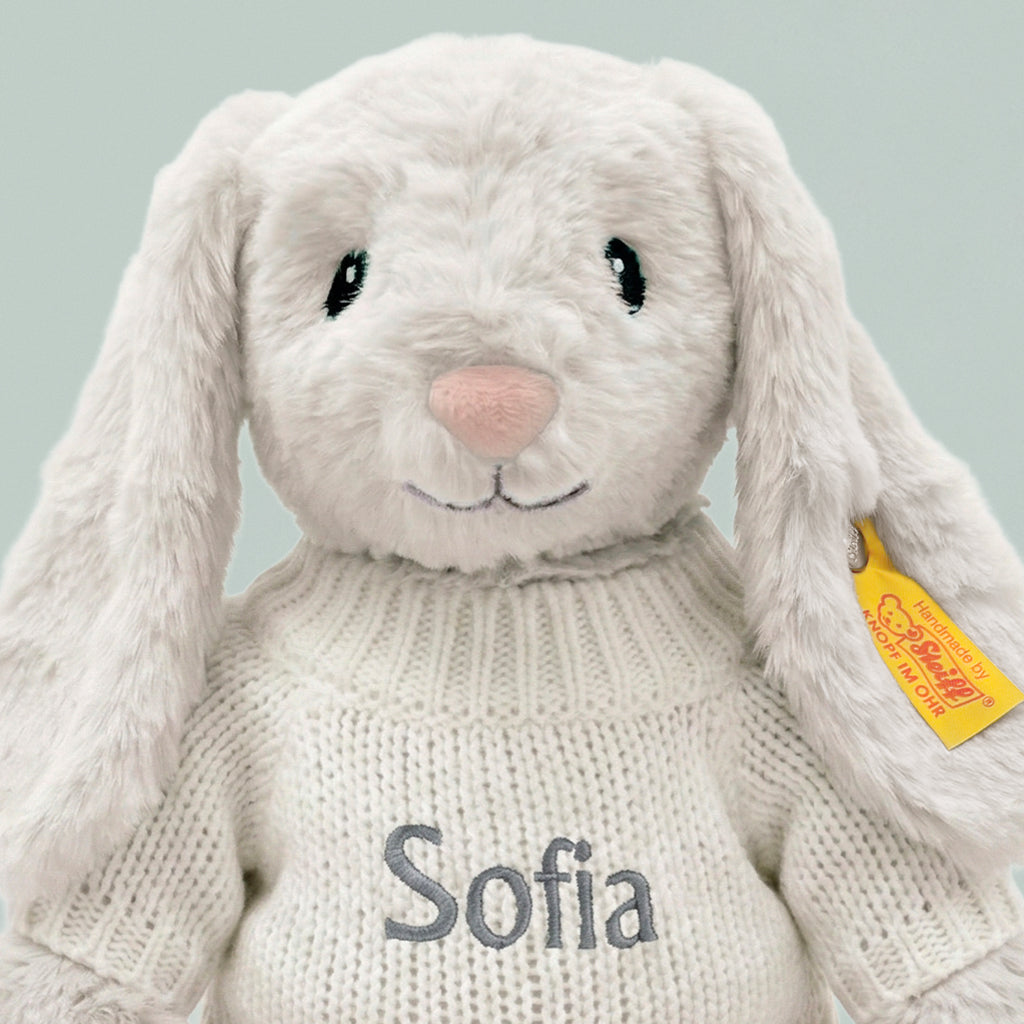 Personalised My First Steiff Hoppie Rabbit, Grey