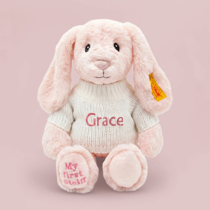 Personalised My First Steiff Hoppie Rabbit, Pink