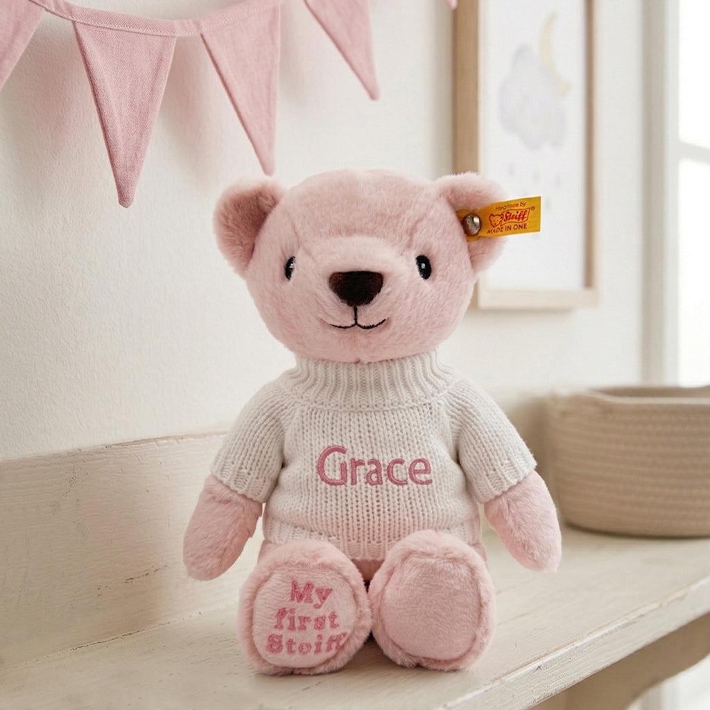 Personalised My First Steiff Teddy Bear, Pink