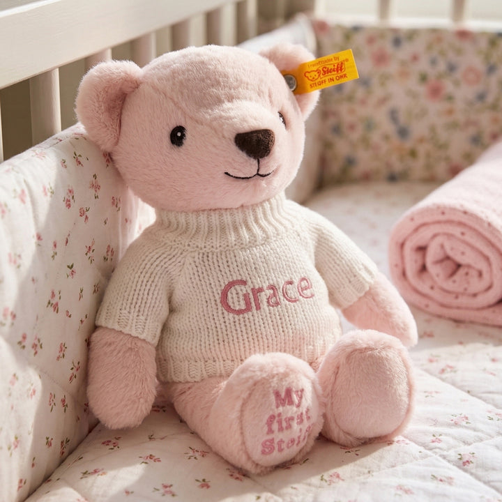 Personalised My First Steiff Teddy Bear, Pink