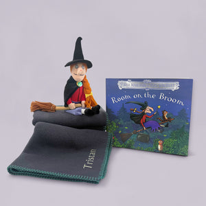 Personalised Room on the Broom Toddler Gift Set with Fleece Blanket, Book and Soft Toy