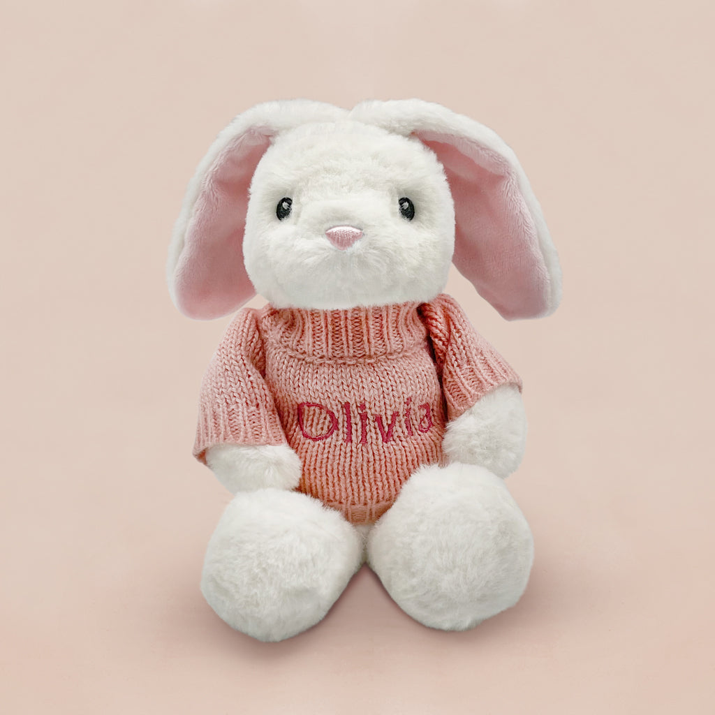 Baby Girl Gift Personalised Bunny Eco Pink Soft Toy