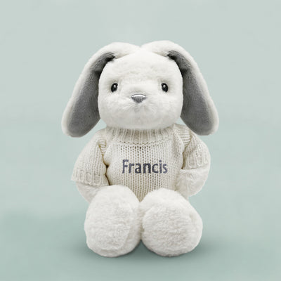 Personalised Baby Bunny with Jumper, Grey