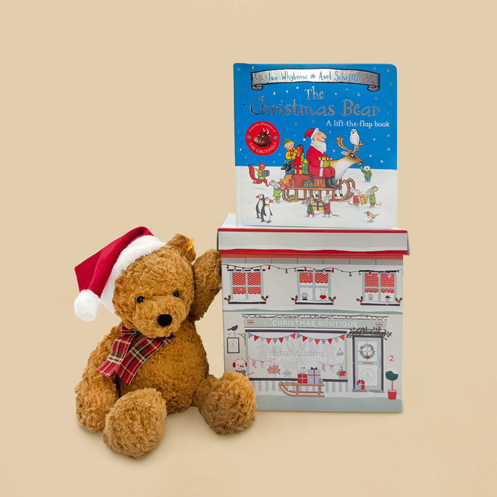 Steiff Jimmy Christmas Bear with The Christmas Bear Board Book Toddler Gift Set