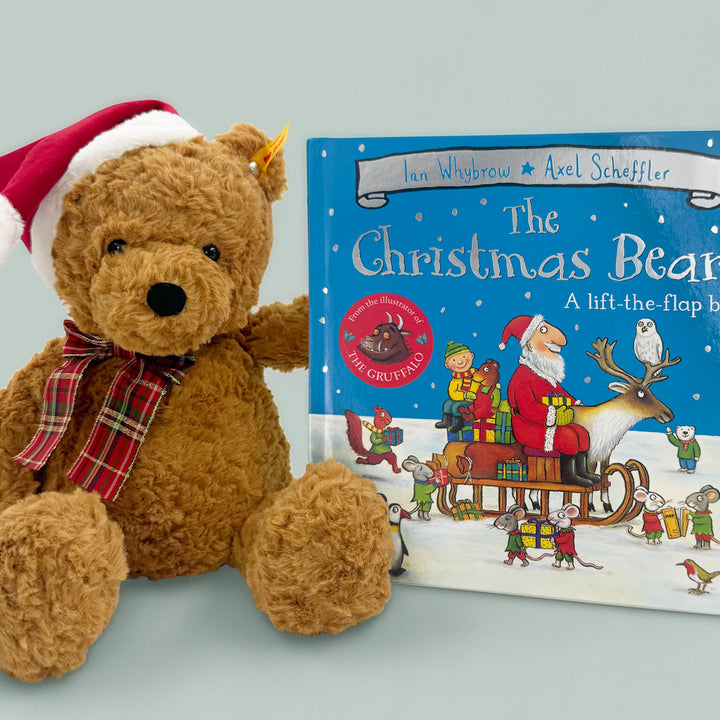 Steiff Jimmy Christmas Bear with The Christmas Bear Board Book Toddler Gift Set