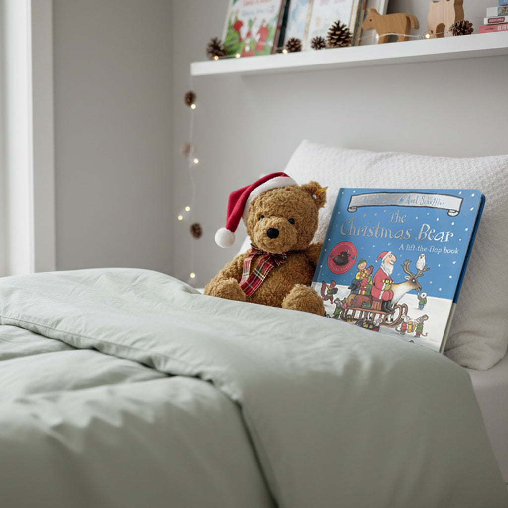 Steiff Jimmy Christmas Bear with The Christmas Bear Board Book Toddler Gift Set