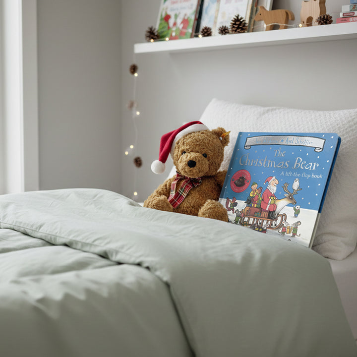 Steiff Jimmy Christmas Bear with The Christmas Bear Board Book Toddler Gift Set