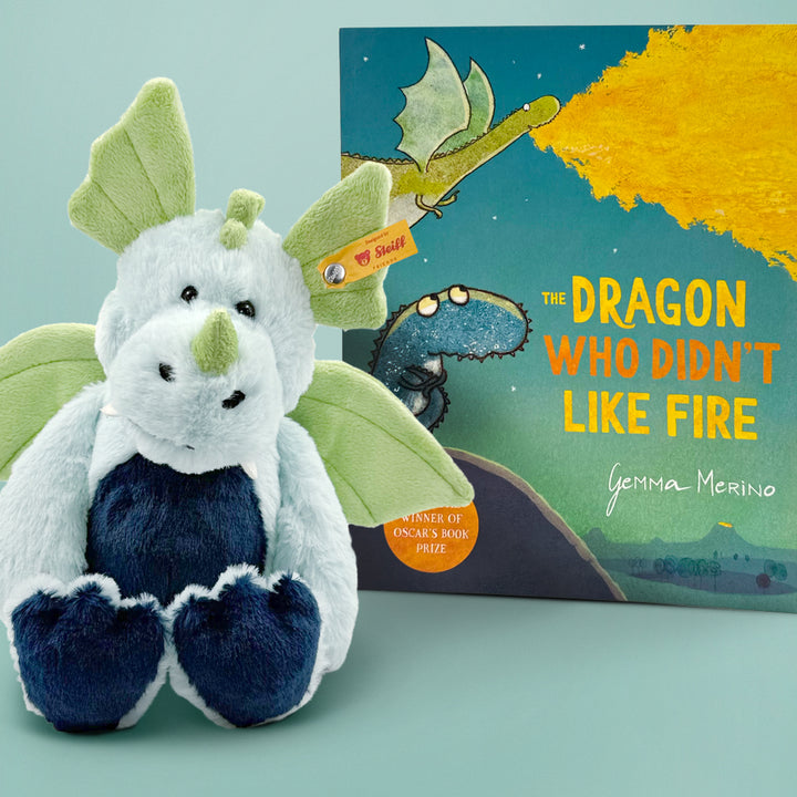 Steiff Samu Dragon Soft Toy with The Dragon Who Didn't Like Fire Storybook by Gemma Merino