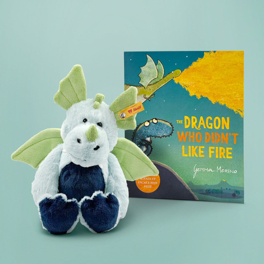 Steiff Samu Dragon Soft Toy with The Dragon Who Didn't Like Fire Storybook by Gemma Merino