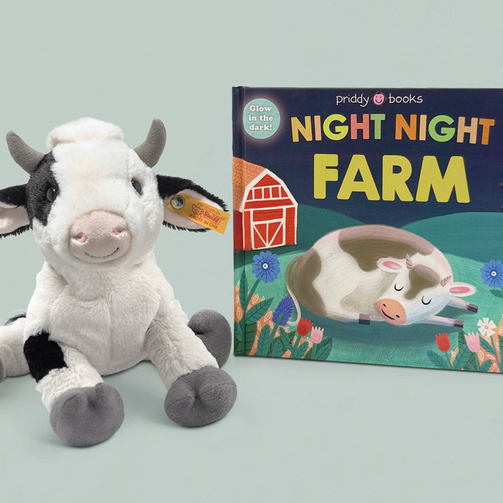 Steiff Cobb Cow Soft Toy with Night Night Farm Board Book