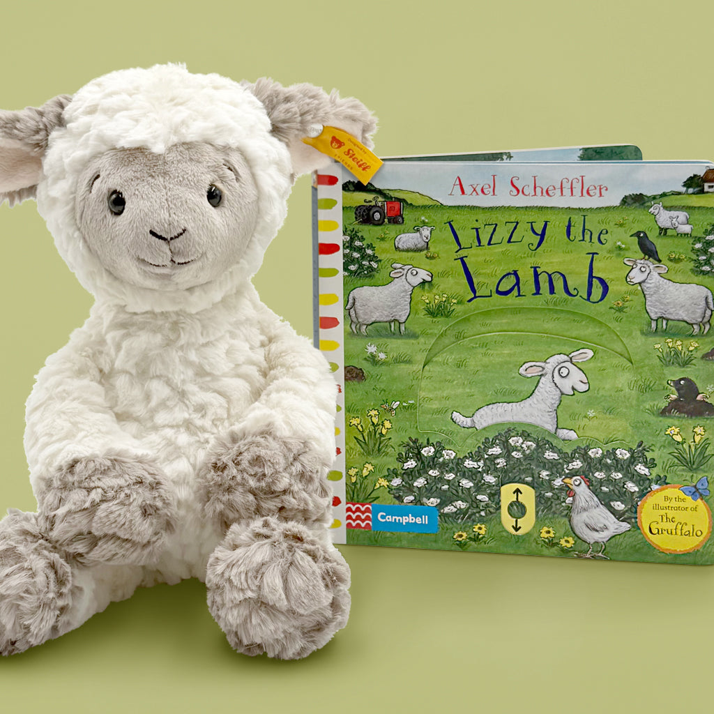 Steiff Lita Lamb Soft Toy with Lizzy the Lamb Board Book