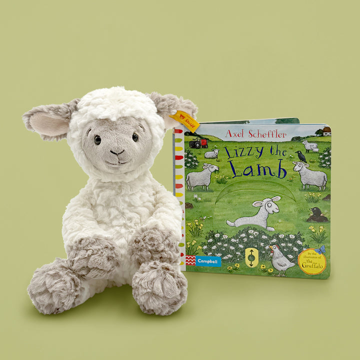 Steiff Lita Lamb Soft Toy with Lizzy the Lamb Board Book