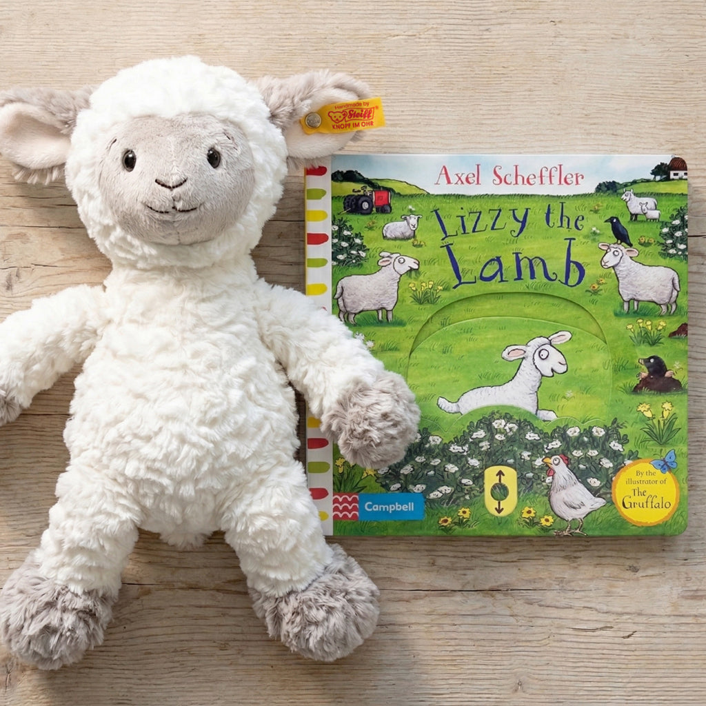 Steiff Lita Lamb Soft Toy with Lizzy the Lamb Board Book