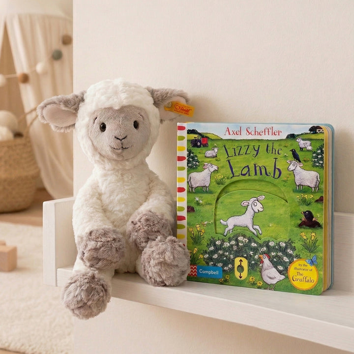 Steiff Lita Lamb Soft Toy with Lizzy the Lamb Board Book
