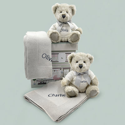 Personalised Twins Berkeley Bear and Blanket