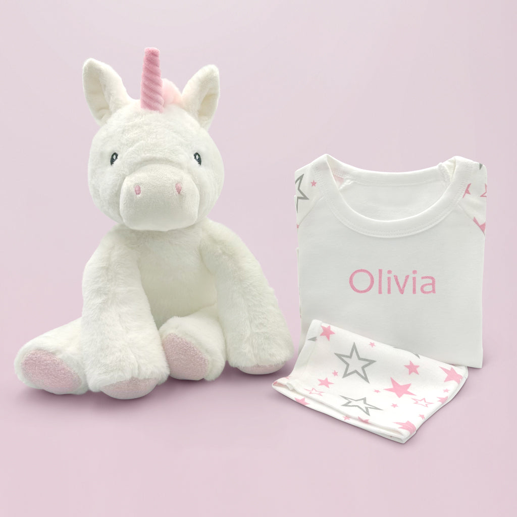 Sparkles The Unicorn Soft Toy With Personalised Pyjamas
