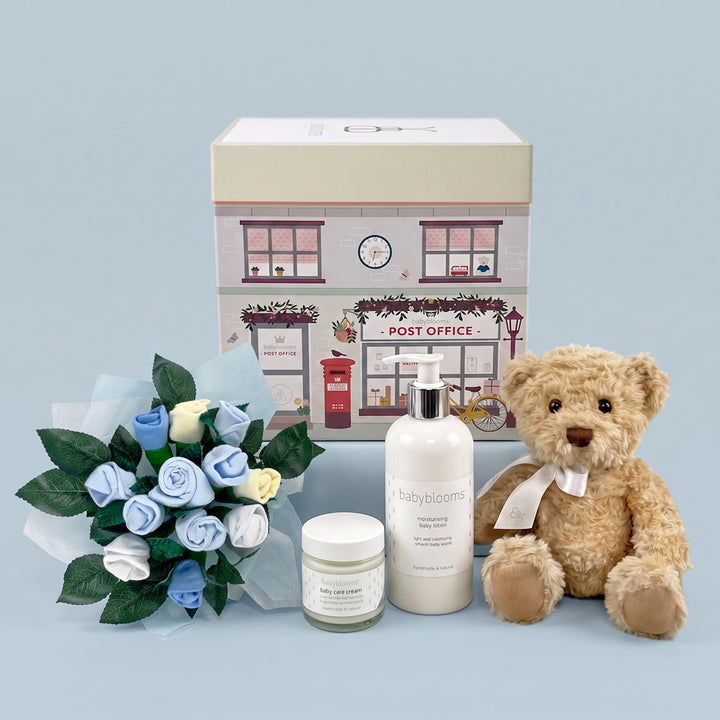 Babyblooms' Bertie Bear Welcome Baby Hamper, Blue