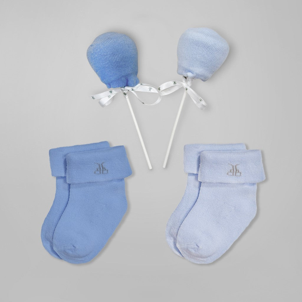 Little Love Muslins and Socks New Baby Gift Set, Blue