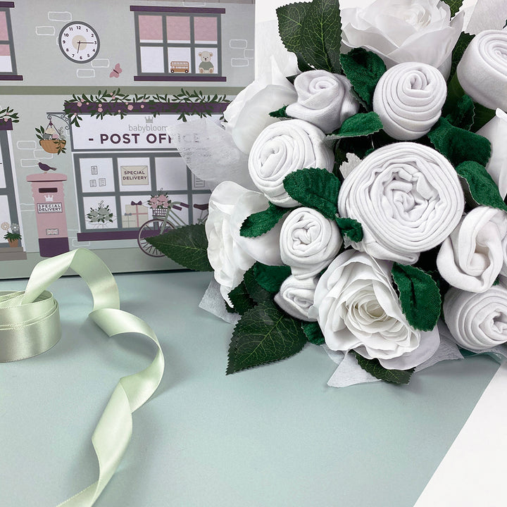 Luxury Rose Baby Clothes Bouquet, White
