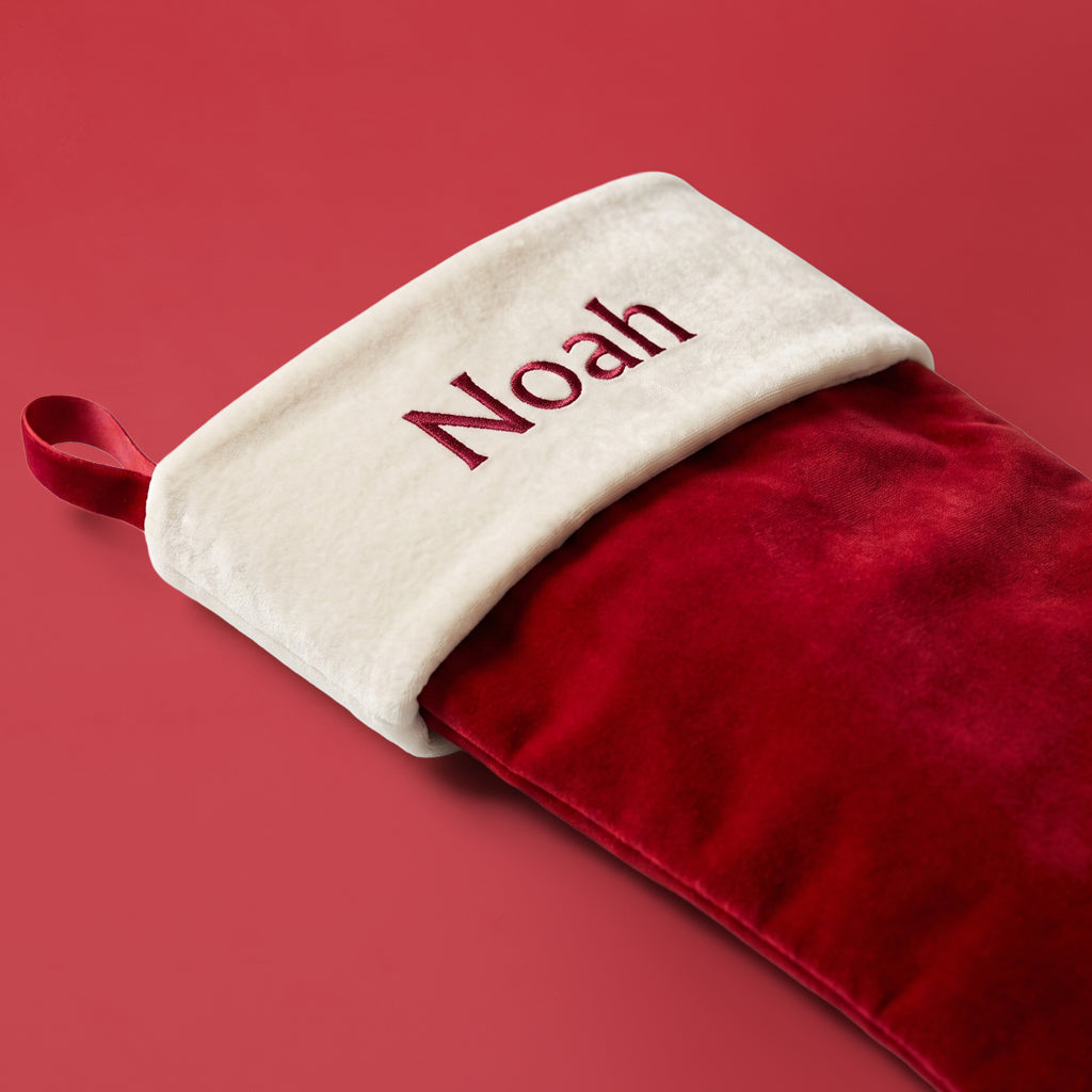 Personalised Bertie Bear and Christmas Stocking, Red