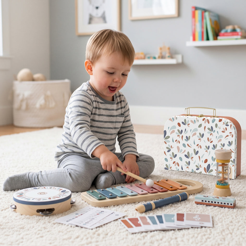 Personalised Speedy Monkey Musical Instrument Wooden Toy Set