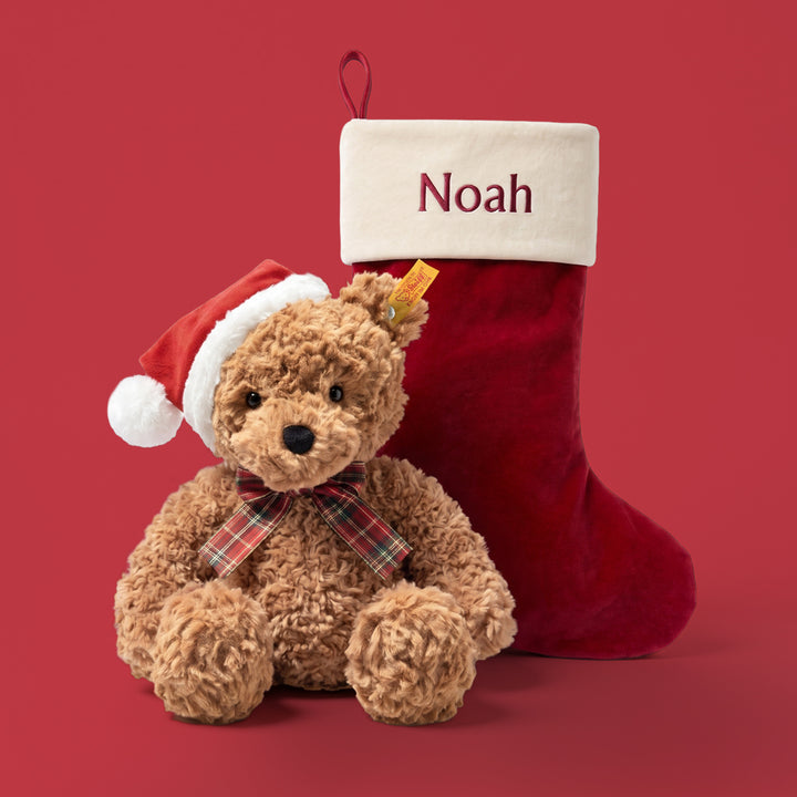 Steiff Jimmy Christmas Bear with Personalised Red Stocking Gift Set