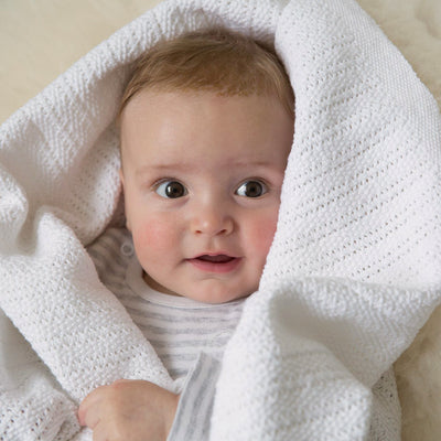 Cellular Cotton Baby Blanket , White