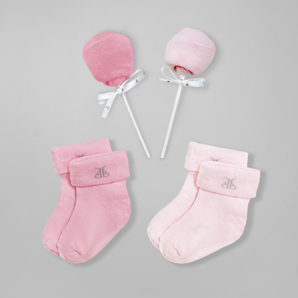 Little Love Muslins and Socks New Baby Gift Set, Pink