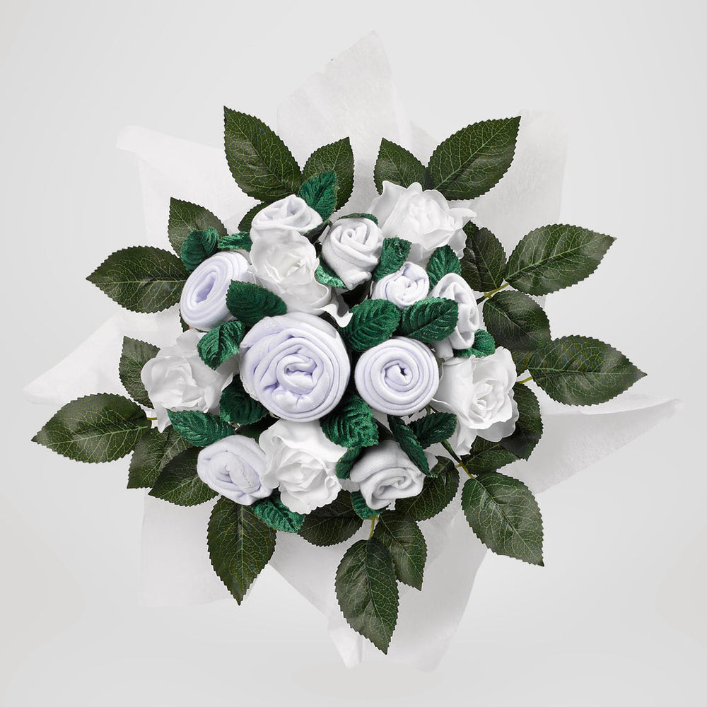 Hand Tied Baby Clothes Bouquet, White
