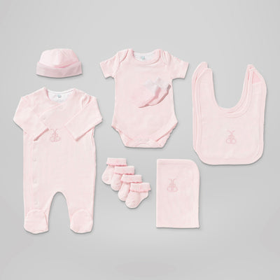 Luxury Rose Baby Clothes Bouquet and Personalised Baby Towel - Pink