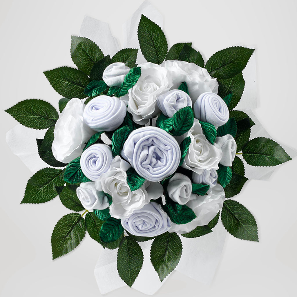 Luxury Rose Baby Clothes Bouquet - White