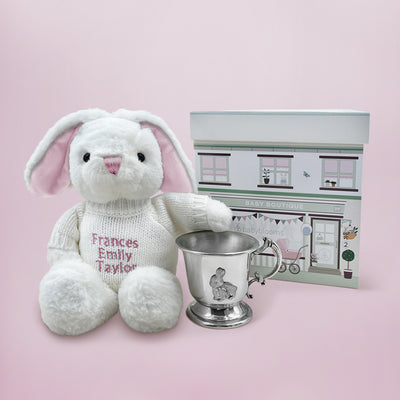 Baby Girl Christening Gift Set With Pewter Cup