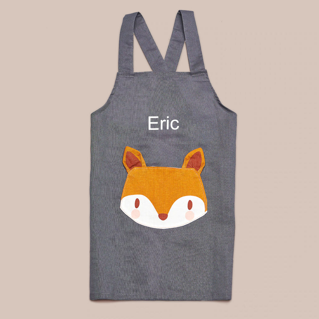Personalised Childrens Gift Fox Linen Apron
