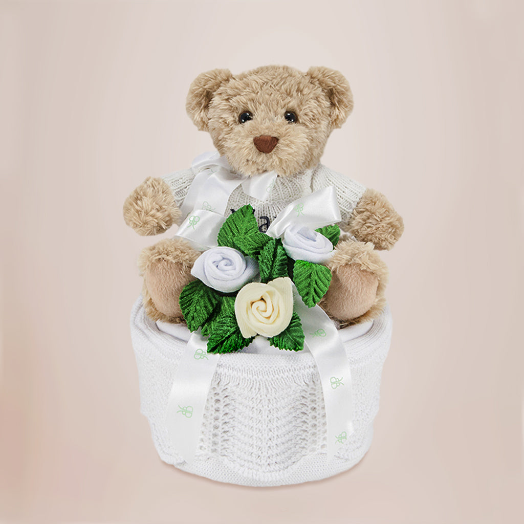New Baby Boy Gift Teddy Bear Blanket Cake
