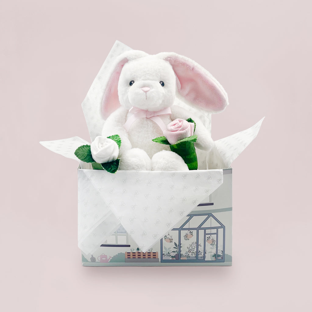 New Baby Girl Gift With Bunny Soft Toy And Socks