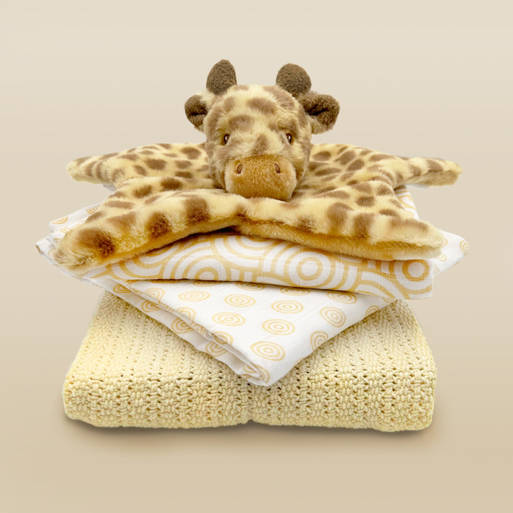 Georgie Giraffe Comforter with Swaddles and Blanket Baby Gift