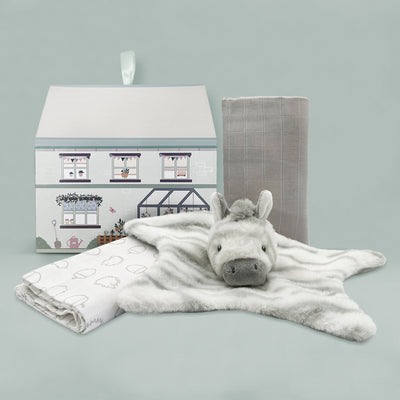 Zachary Zebra Comforter with Swaddles New Baby Gift Set