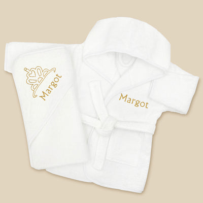 Baby Gift Set Personalised Bathrobe And Hooded Towel Little Princess 0-12-Months