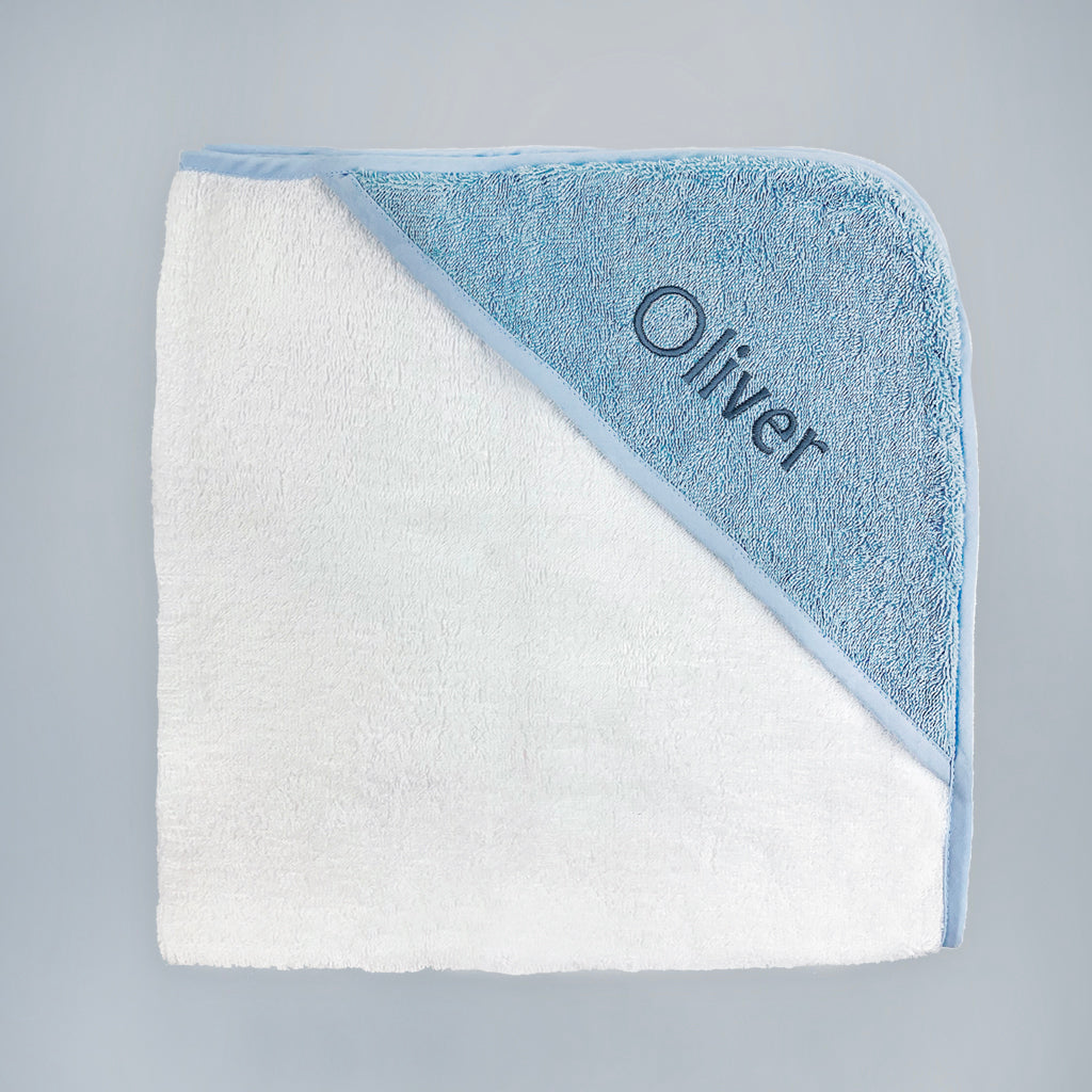 Baby Boy Gift Personalised Blue Hooded Baby Towel