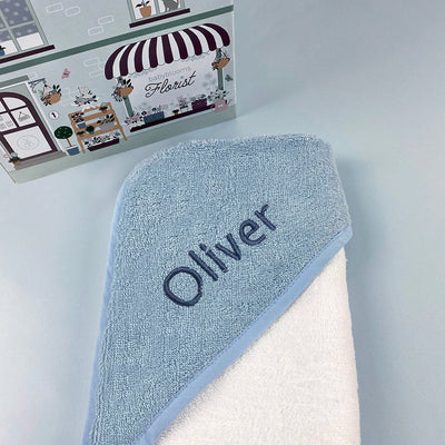 Personalised Baby Hooded Towel, Blue