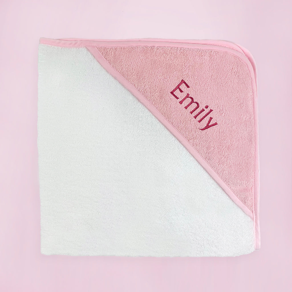 Personalised Baby Hooded Towel, Pink