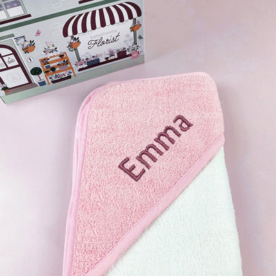 Personalised Baby Hooded Towel, Pink