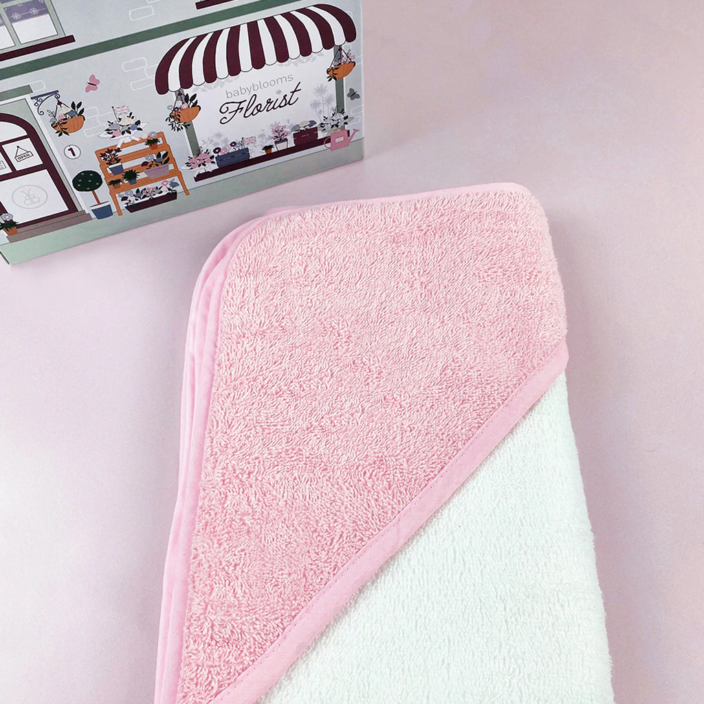 Welcome Baby Clothes Posy With Hooded Baby Towel, Pink